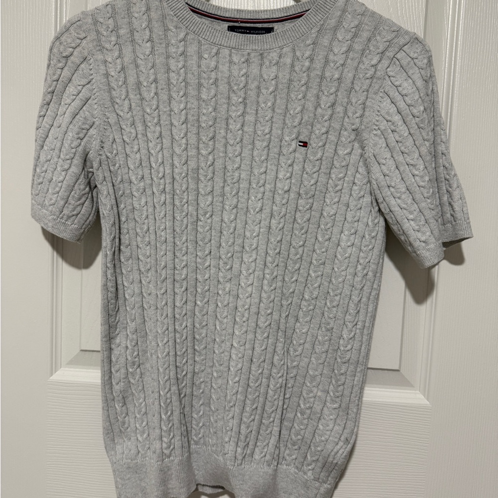 Tommy Hilfiger Gray Crewneck Sweater Classic Cable Knit